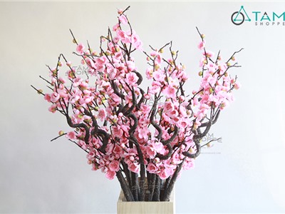 Cành hoa đào Nhật thân xoắn cao cấp D90cm T-HOA-17